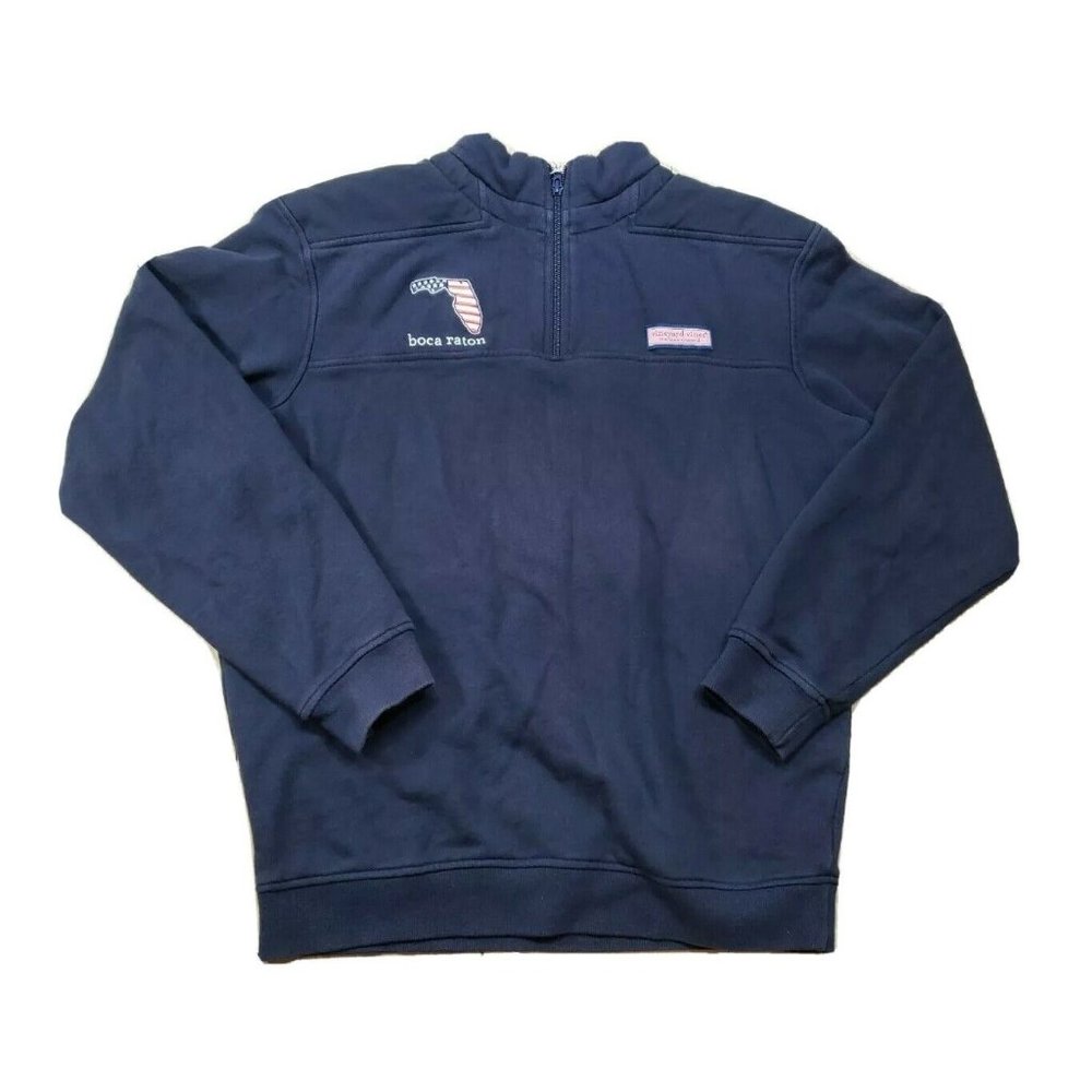 Vineyard Vines Navy Blue Thick 1/4 Zip Collar Sweatshirt Men's M Boca Florida